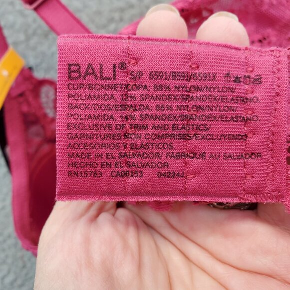 NEW BALI Lace Desire Wireless Bra DF6591 in Berry Magenta Pink Small - Picture 8 of 9